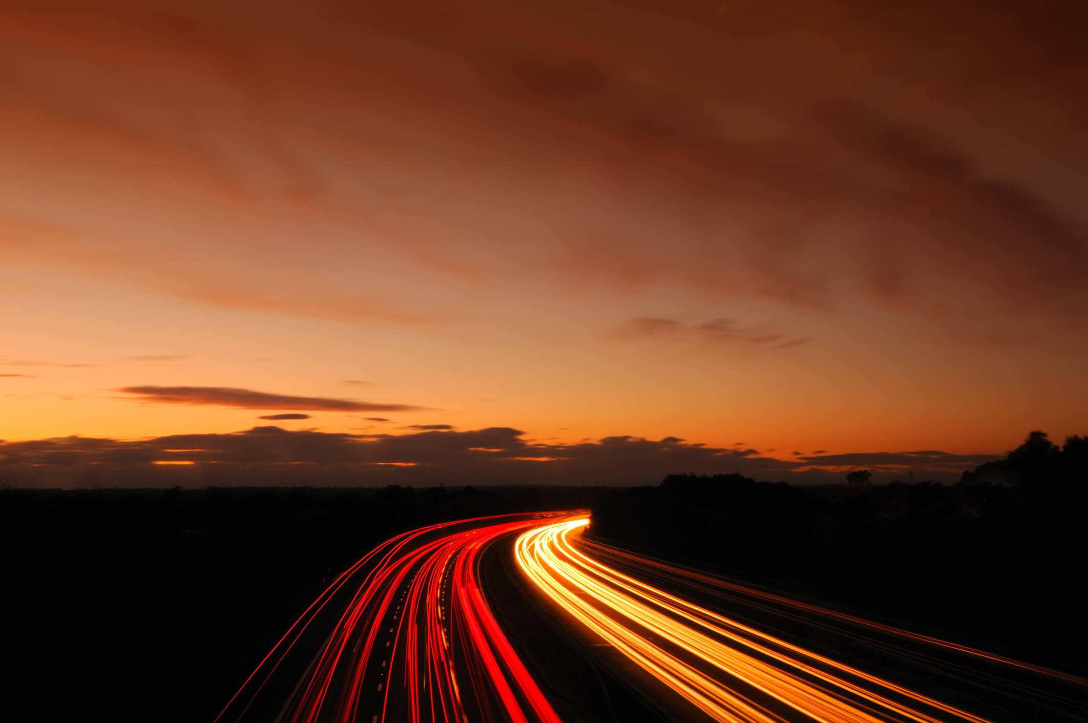 Road with car lights