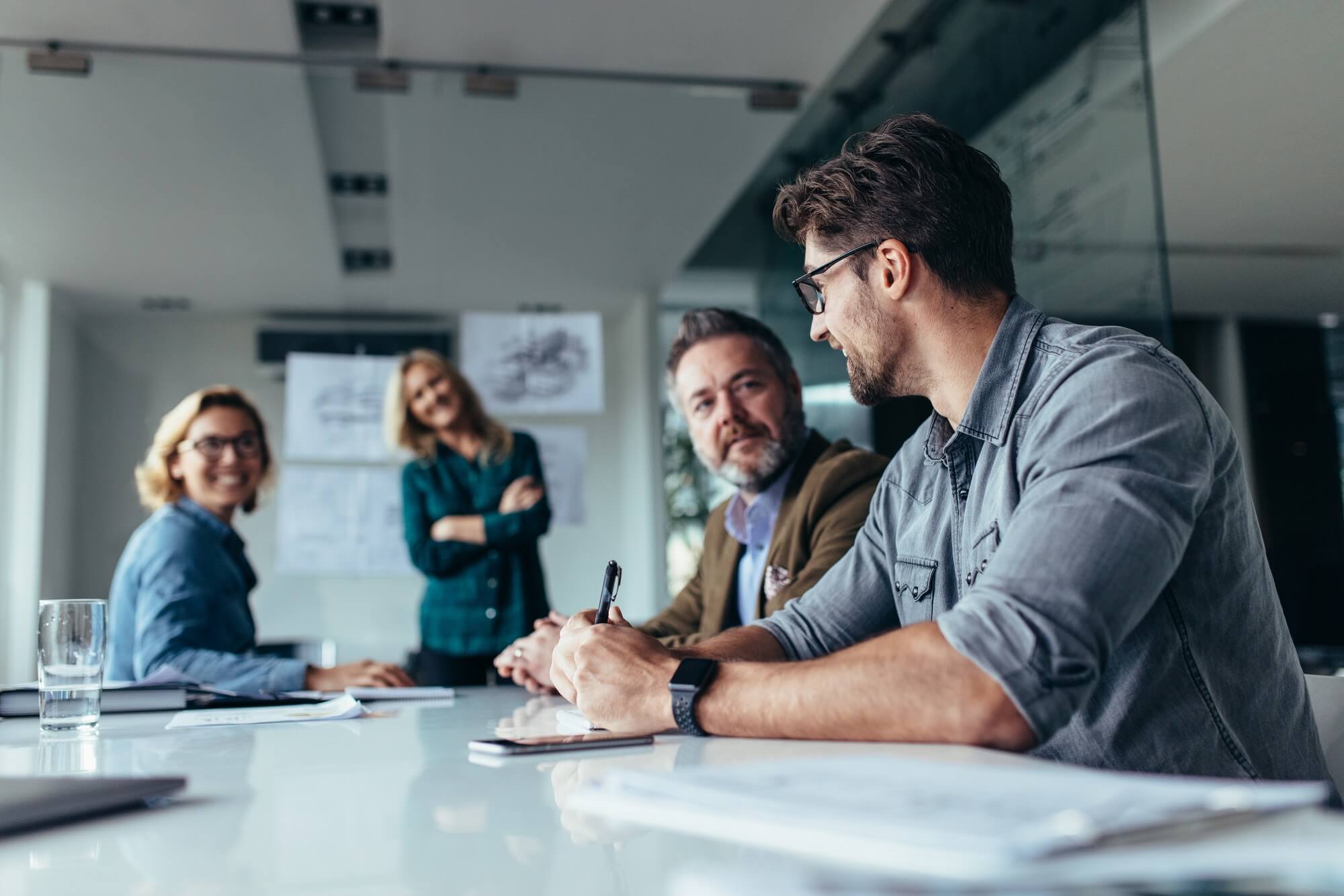 Group of people talking in the office