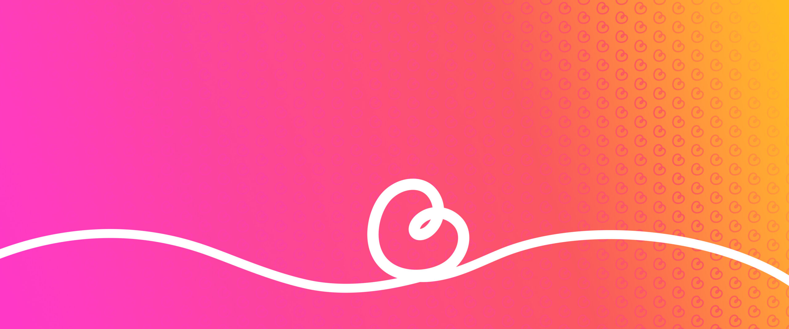Orange-pink background with a white heart.